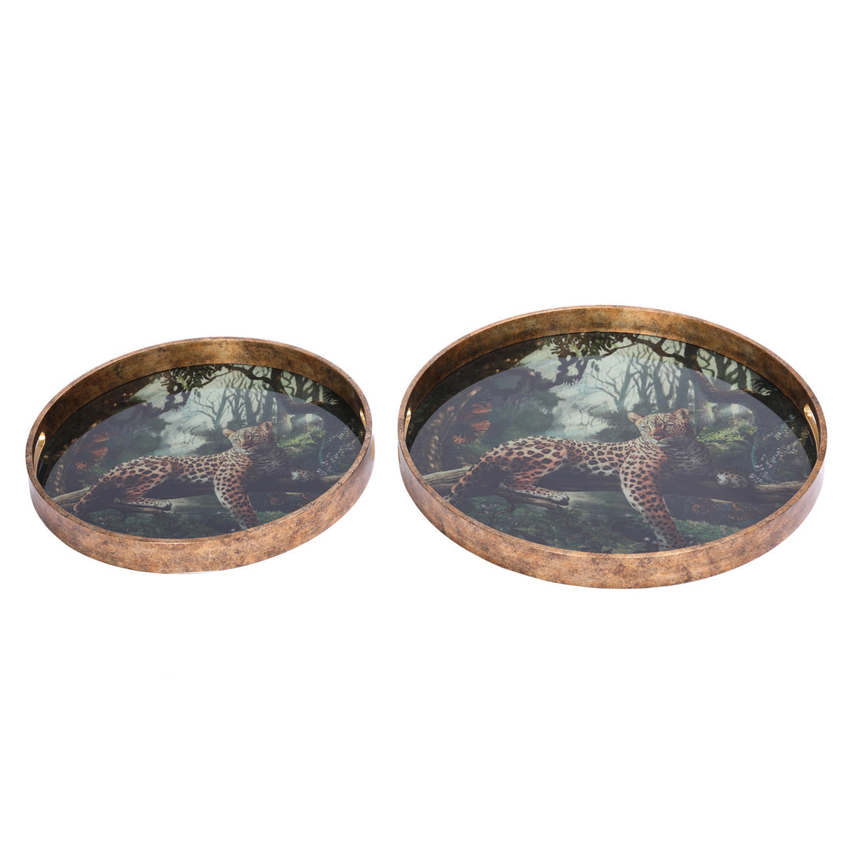 Set of 2 Lounging Leopards Decorative Trays