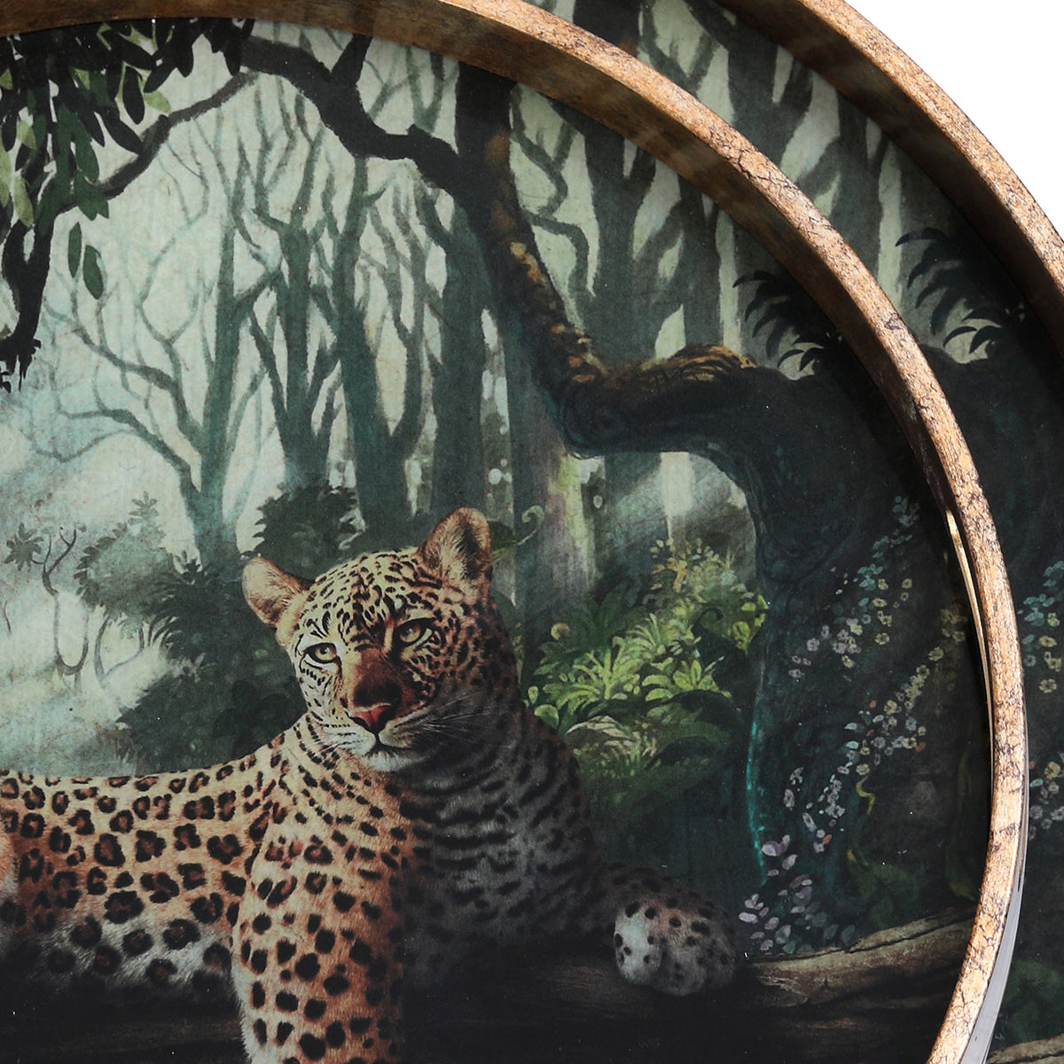 Set of 2 Lounging Leopards Decorative Trays
