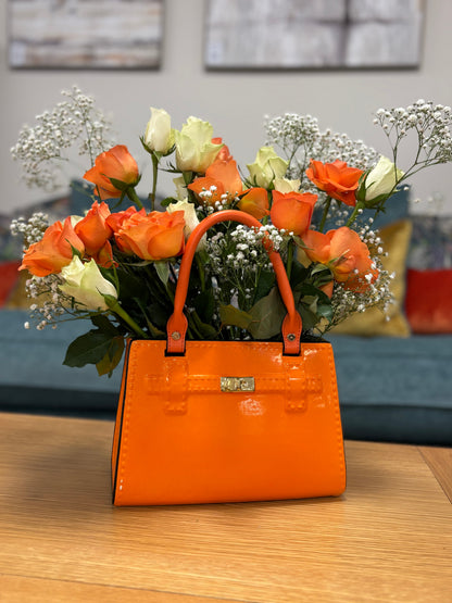 Bright Orange Ceramic Handbag Vase