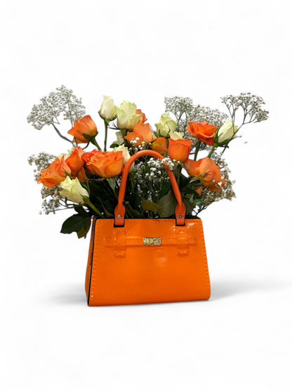 Bright Orange Ceramic Handbag Vase