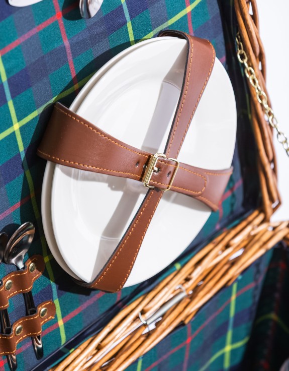 Luxury Tartan Wicker Picnic Hamper for 4